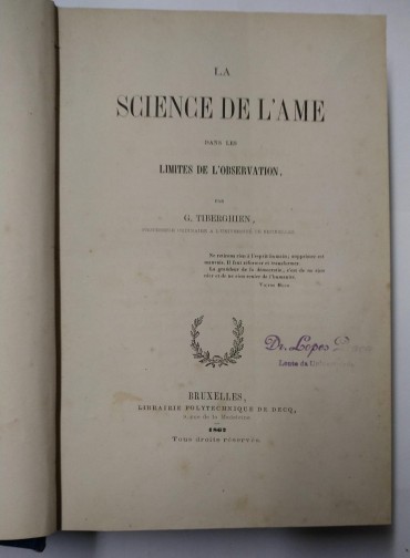 LA SCIENCE DE L'AME