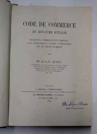 CODE DE COMMERCE DU ROYAUME D'ITALIE