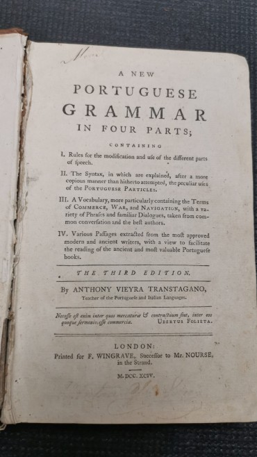 «A new portuguese grammar in four parts»