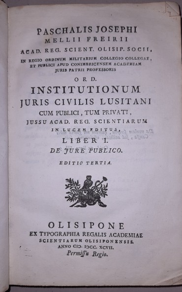 Pascoal de Melo - Instituições de Direito Civil Português (1791)