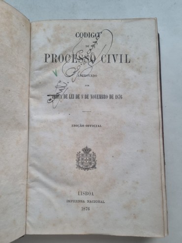 CÓDIGO DE PROCESSO CIVIL  - PRIMEIRA EDIÇÃO 1876