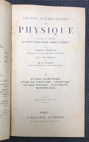 «Leçons Élémentaries de Physique»