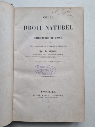 COURS DE DROIT NATUREL OU DE PHILOSOPHIE DU DROIT