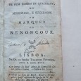 AVENTURAS DE HUM HOMEM DE QUALIDADE OU MEMÓRIAS, E SUCESSOS DO MARQUEZ DE RENONCOUR - 1792