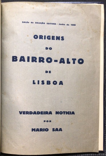 «Origens do Bairro-Alto de Lisboa»