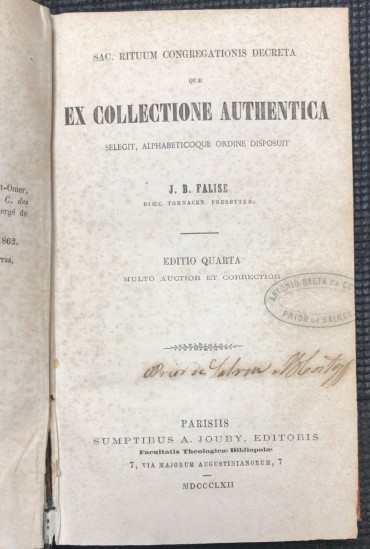 «Sacrorum Rituum Congregationis Decreta - 1862»