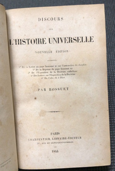 «Discours sur L' Histoire Universelle - 1844»