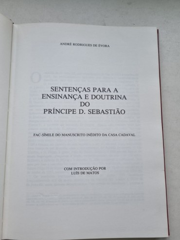 SENTENÇAS PARA A ENSINANÇA E DOUTRINA DO PRINCIPE D. SEBASTIÃO