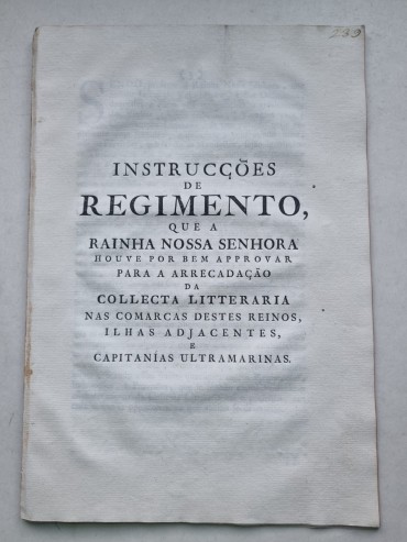 INSTRUCÇÕES DE REGIMENTO – 1787- D. Maria